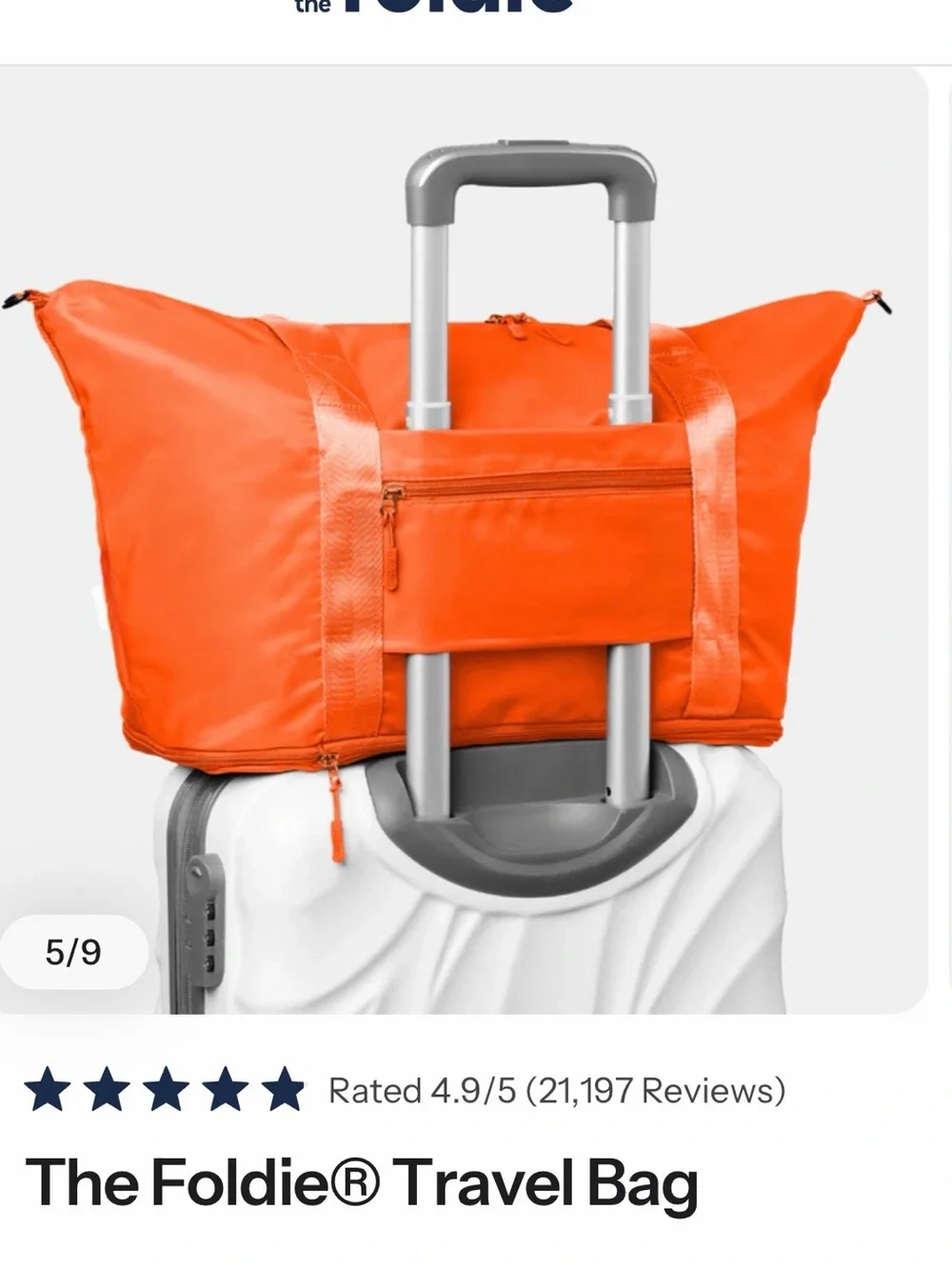 The Foldie Orange Packable Tote Bag
